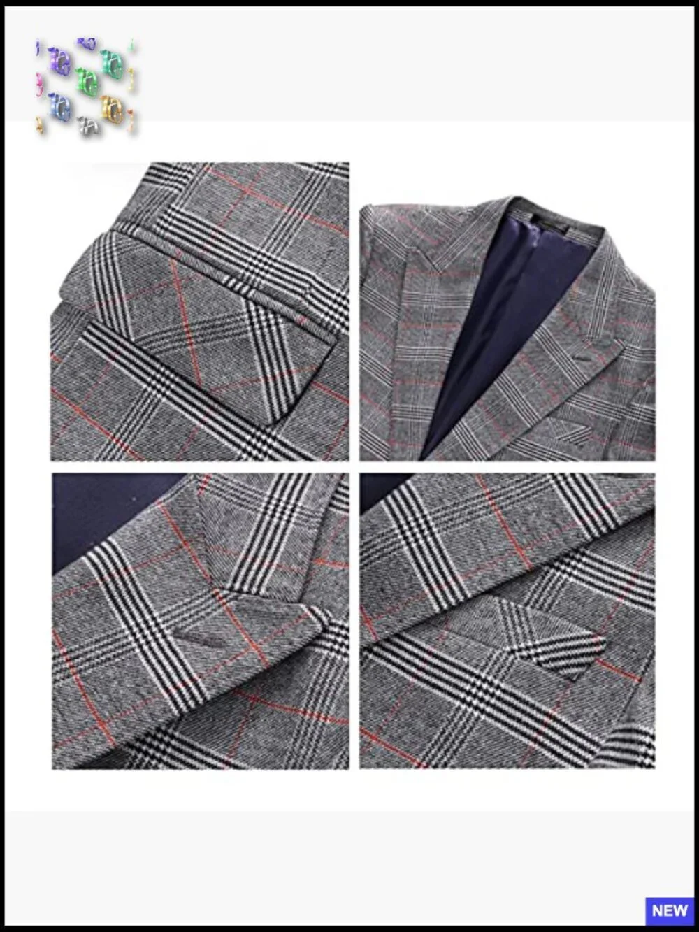 Slim Fit Plaid Blazer Classic Casual Wedding Party Sport Coat Elegant